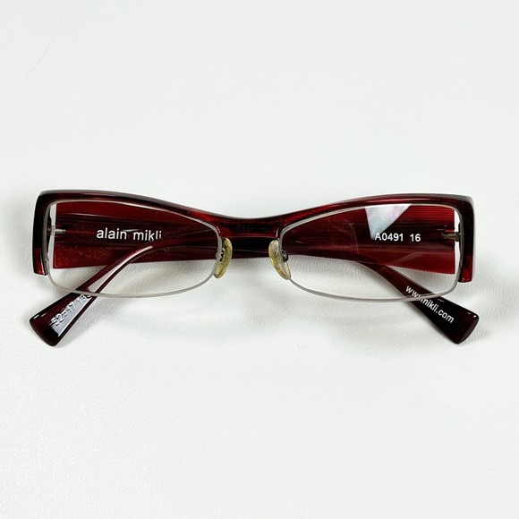 Alain Mikli A0491 16 Eyeglasses Frame Red 52-17-135 Half Rim with Case main image 10